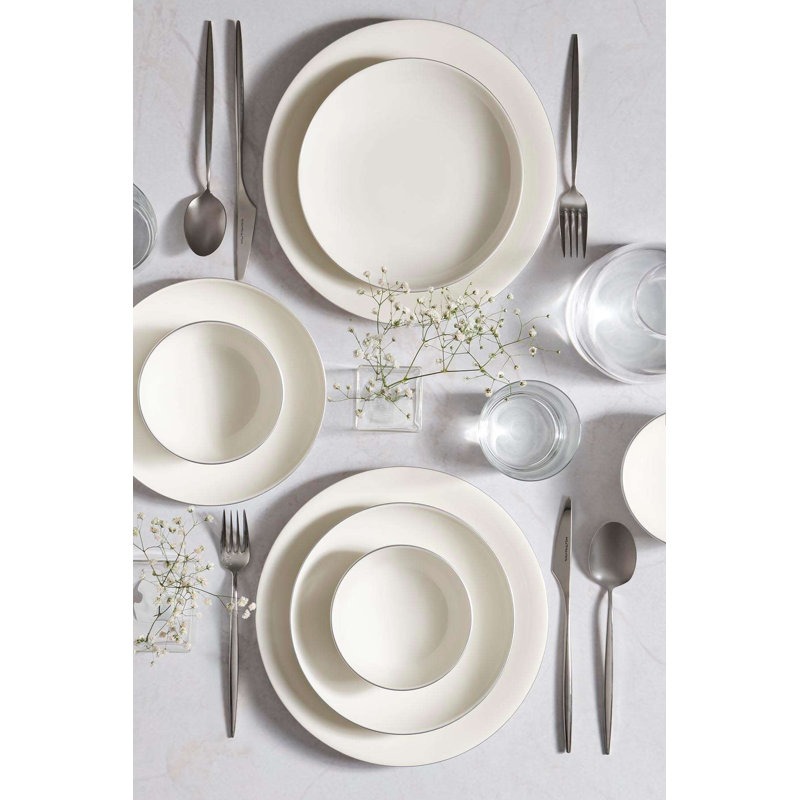 Service de vaisselle, Blanc / argenté