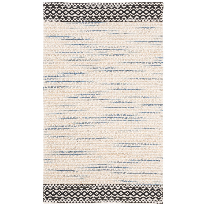 Pocklingt Hand Woven Wool/Cotton Geometric Rug in Gray/Black, Rectangle 4' x 6'