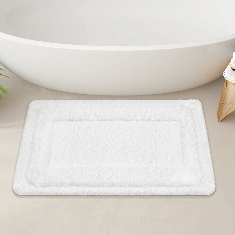Amijan Non-Slip Bath Rug, White, 16"W x 24"L