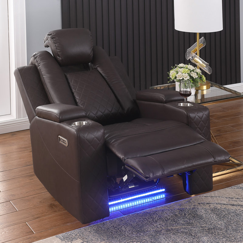 Tiertza Electric Power Recliner With Adjustable Headrest & Storage, Brown
