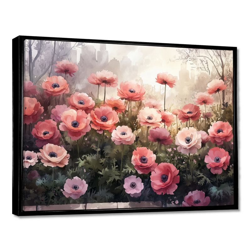 Ireta Spring Symphony of Ranunculus Into The Forest II - Renoncule, art mural, H 30 po x l 40 po, Noir, noir, noir, noir