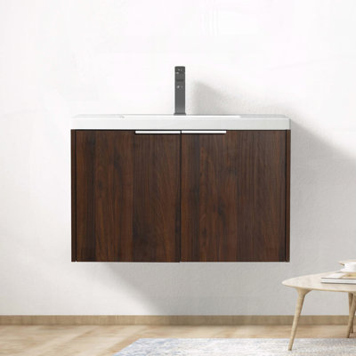 Meuble-lavabo suspendu de 30 po avec porte Ã  fermeture amortie et lavabo en rÃ©sine