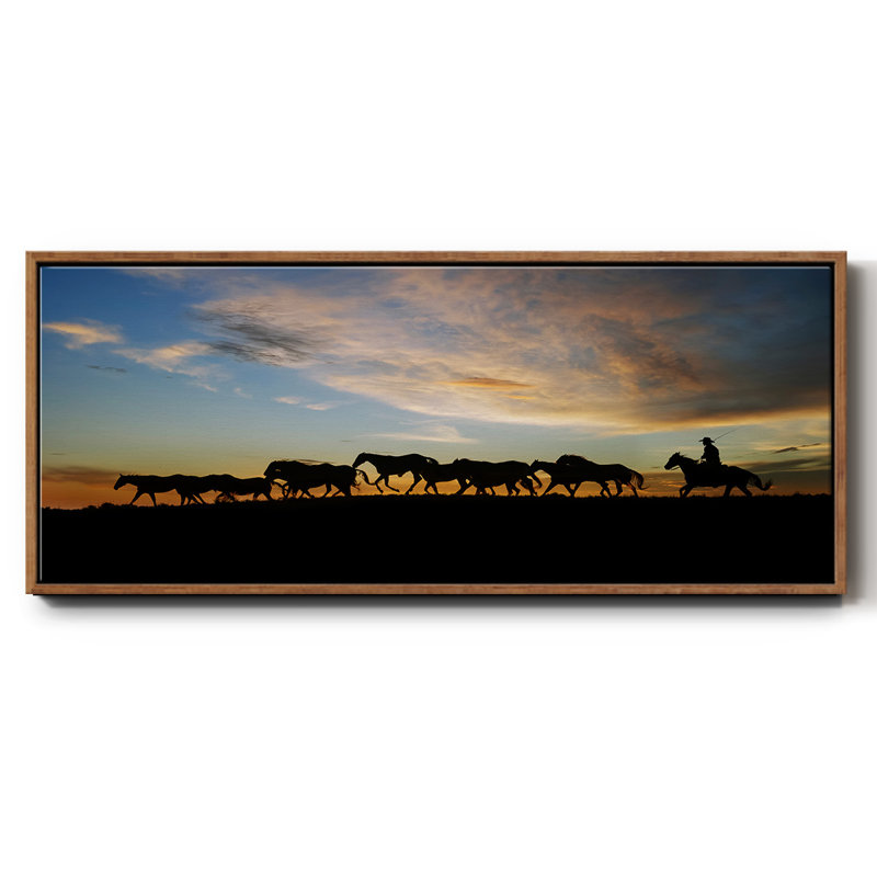 Sunlit Horses V-, toile encadrée, H 8 po x l 20 po