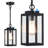 Dusk To Dawn Outdoor Pendant Light, 11'' Modern Outside Chandelier Outdoor Hanging Lantern Light, Matte Black With Clear Glass, Exterior Pendant Lighting Fixture For Porch, Yard, Gazebo, 1pack