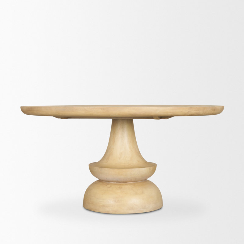 Ab Round Solid Wood Dining Table, Brown