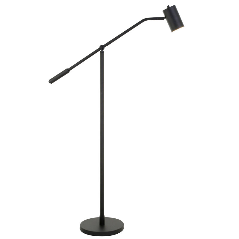 Willis 60'' Swing Arm Floor Lamp, Black, Black