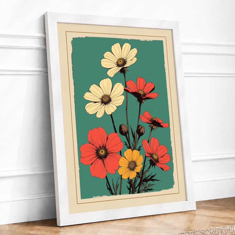 Cosmos Cluster Botanical - Framed Print, A1 - 84.1 x 59.4 cm, White