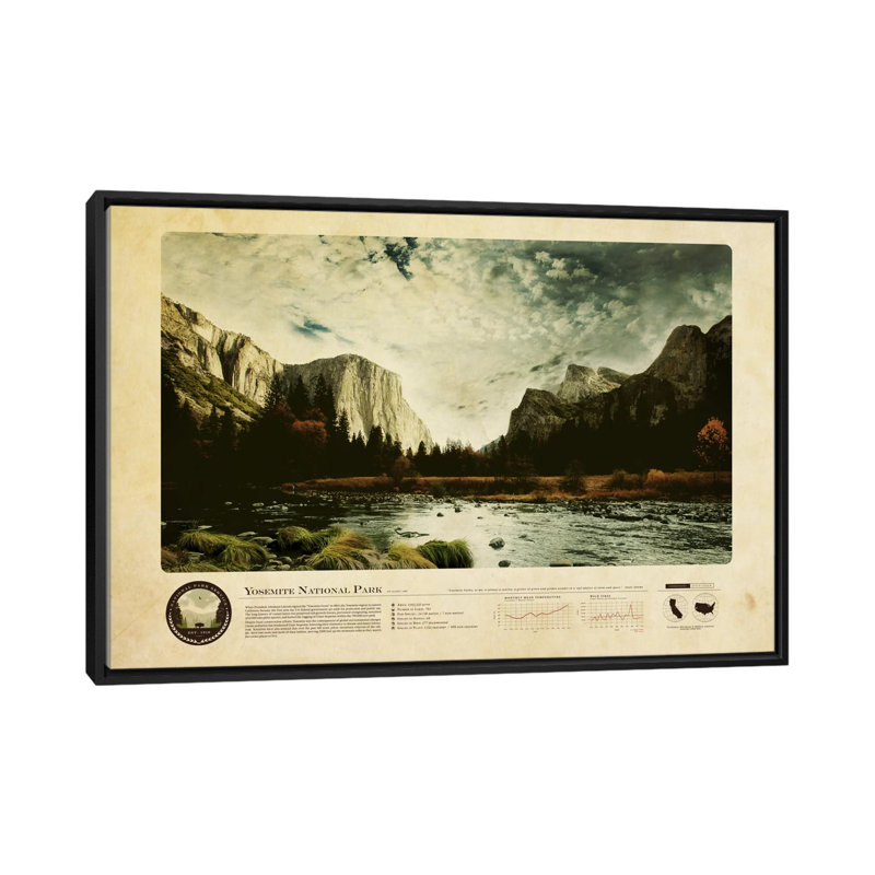 « yosemite national park », reproduction d’impression sur toile, H 18 po x l 26 po x P 1,5 po, Toile avec cadre noir