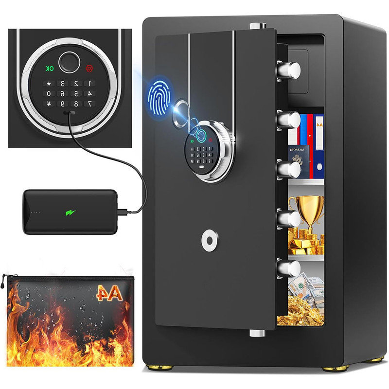 Fireproof Safe Box For Home, Large Document Safe With Keypad, Anti-Theft Dual Alert, Mute Mode, Digital Security Safe