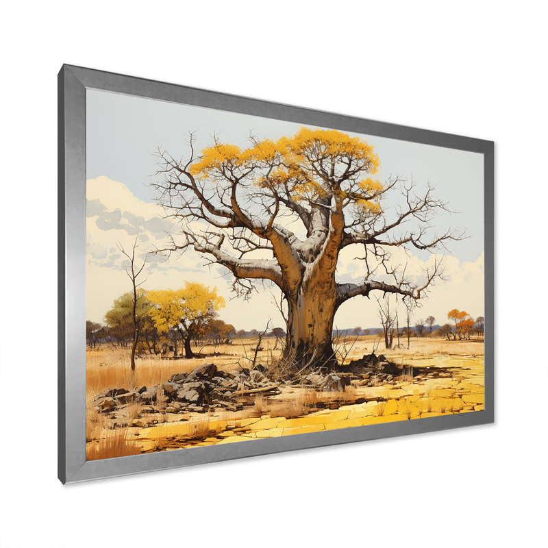 Desert Baobabs Resistance sur toile, Cadre photo argenté, H 34 po x l 44 po x P 1,5 po