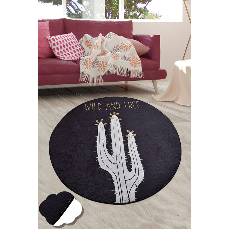 Stylish Round Area Rug, 47.2 Inches, 100% Polyester | 0.16 Inch Pile Height, Antibacterial, Non-Slip Backing | Machine Washable, Quick-Dry, Perfect for Living Room, Bedroom, and Dining Areas, Elegant Design