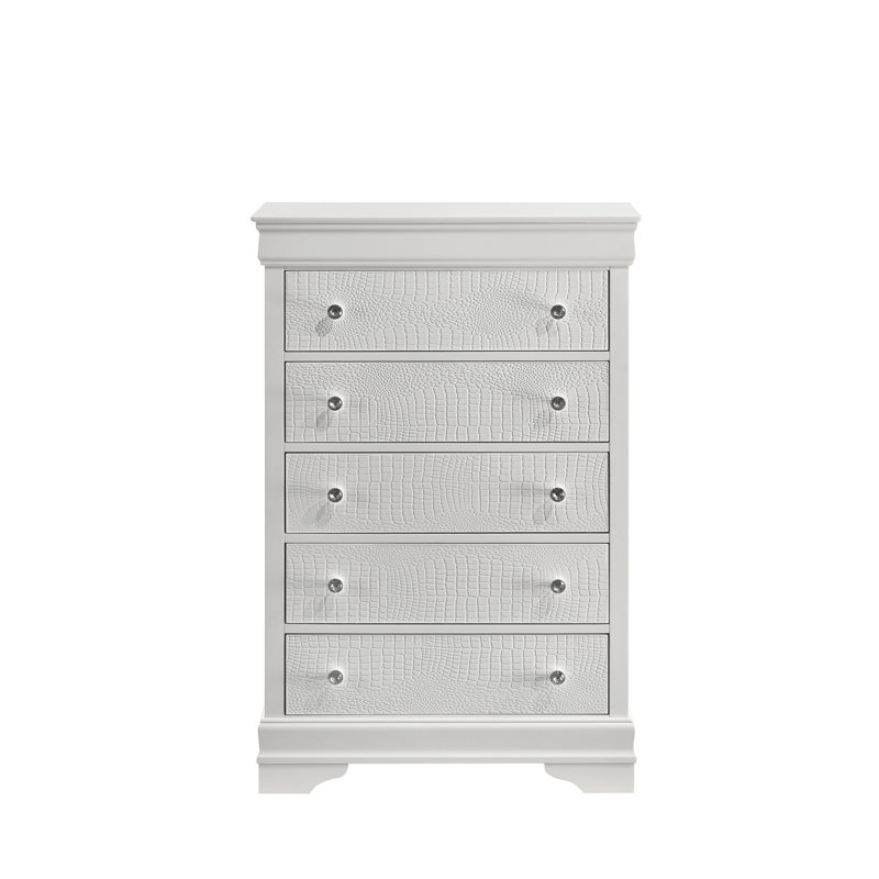 Commode 5 tiroirs Blaze, Blanc