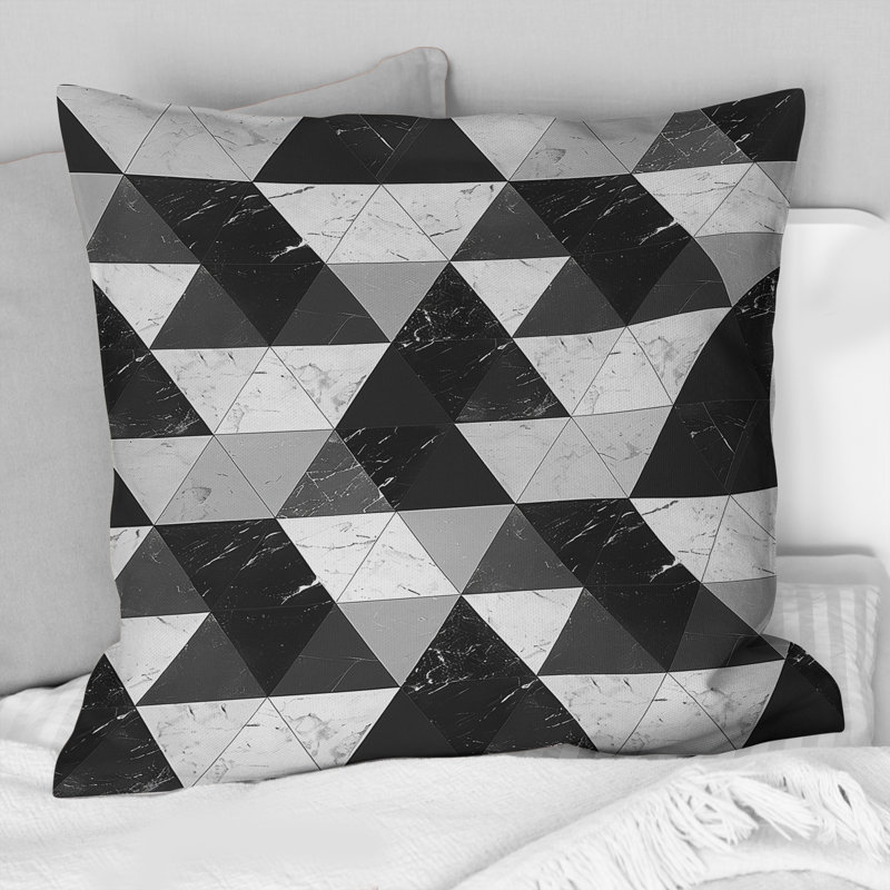 Black White Triangle Patterns IV - Modern Throw Pillow, 16"H x 16"W