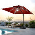 Parasol extérieur carré en porte-à-faux à DEL 128 po x 128 po, base de poids incluse