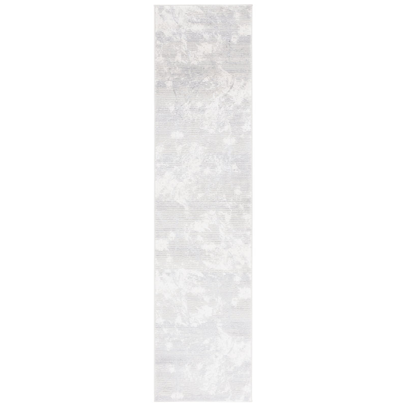 Tapis gris / ivoire en polyester / polypropylène tissé à la machine, Tapis de couloir 2 pi x 8 pi