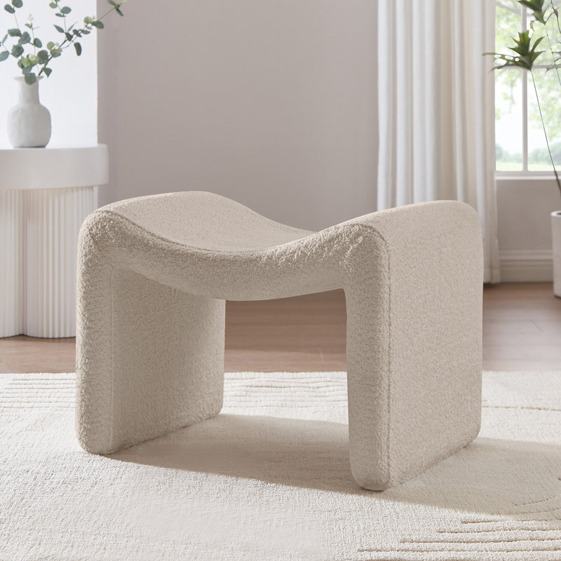 Cinead 23.79" Wide Standard Ottoman, Camel Boucle 100% Polyester