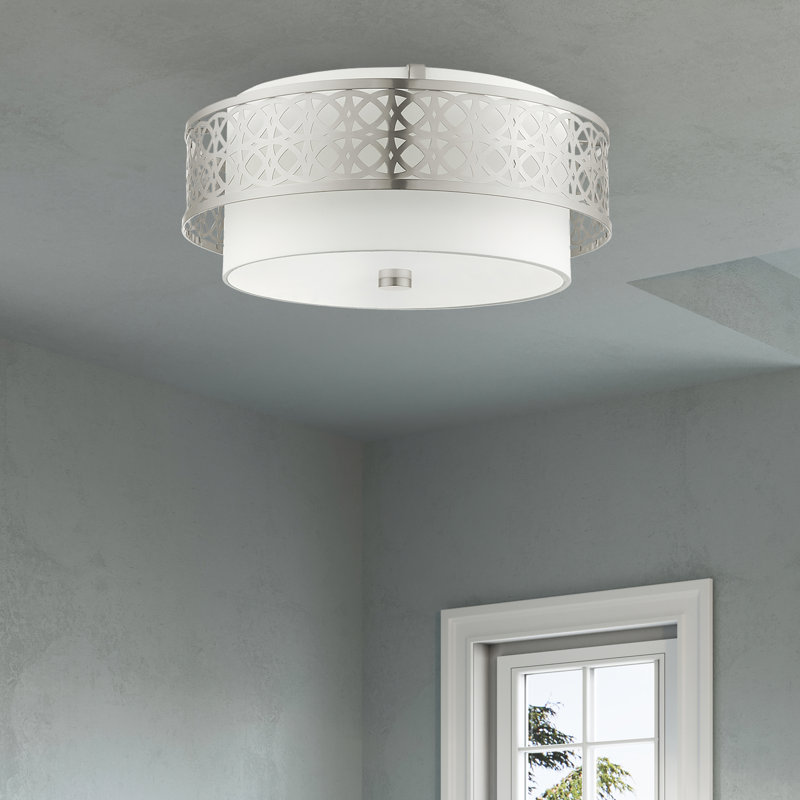 Eraman Linen Blend Flush Mount, Brushed Nickel