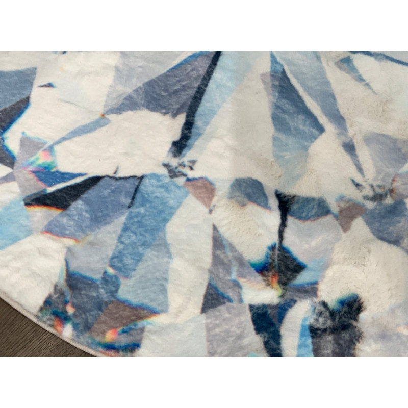 Tapis rond lavable en fausse fourrure Flawless Ice