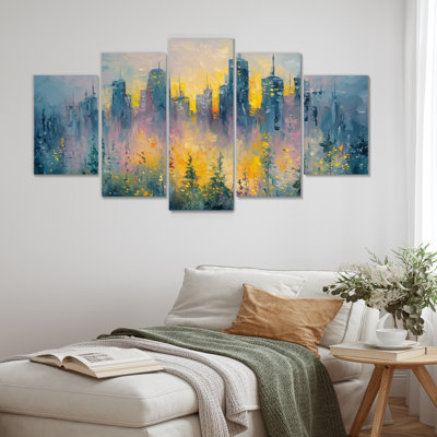 Urban Pulse Of Dreaming Cityscape II - Art mural urbain - Art mural industriel pour le salon