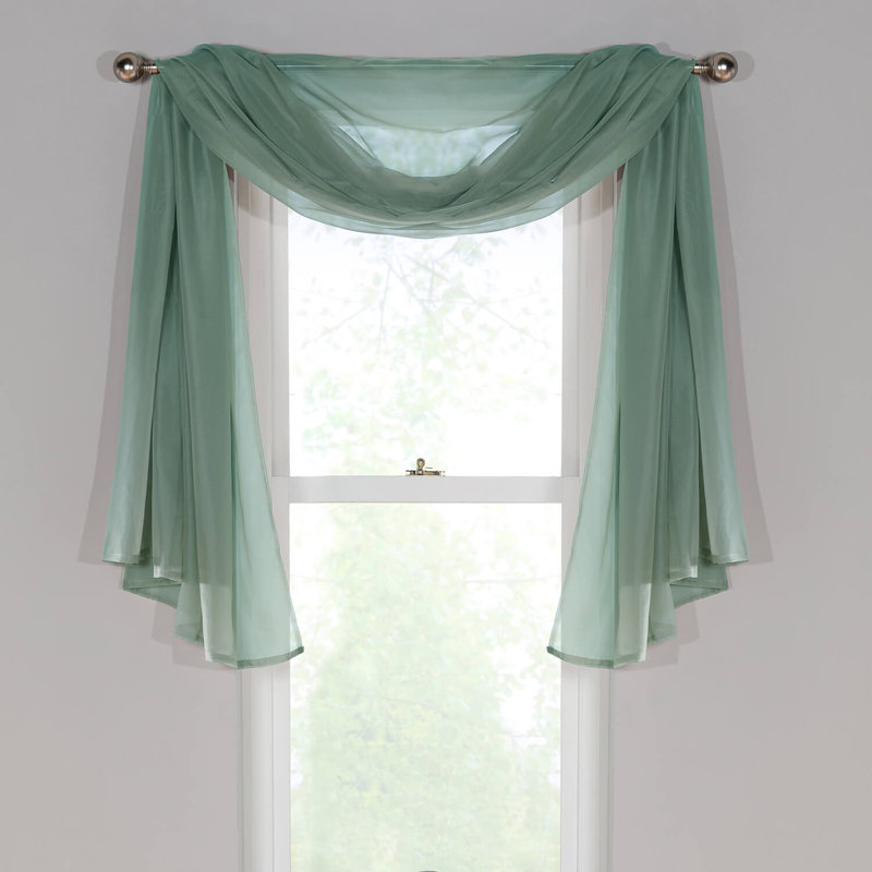 Adolfus Semi Sheer Window Scarf Single Panel, Green