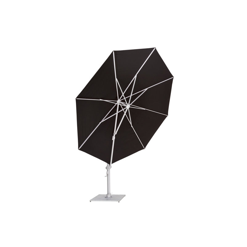 Pavone 11.5' Round Cantilever Umbrella (Handwheel), Double Stack Plate - Medium, Black