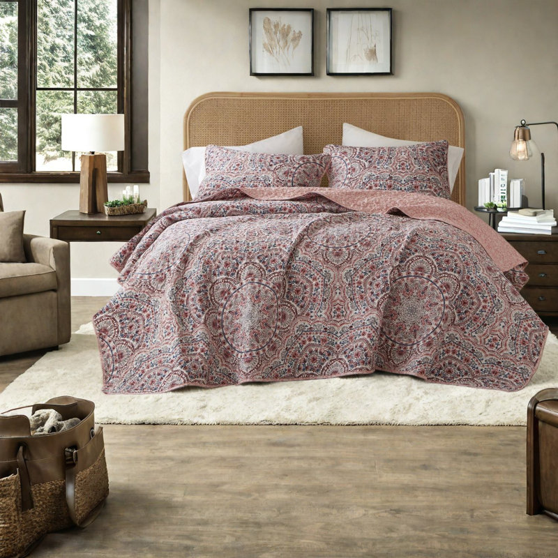 Reversible Full Queen Bedding Sets, Microfiber Boho Floral For Home