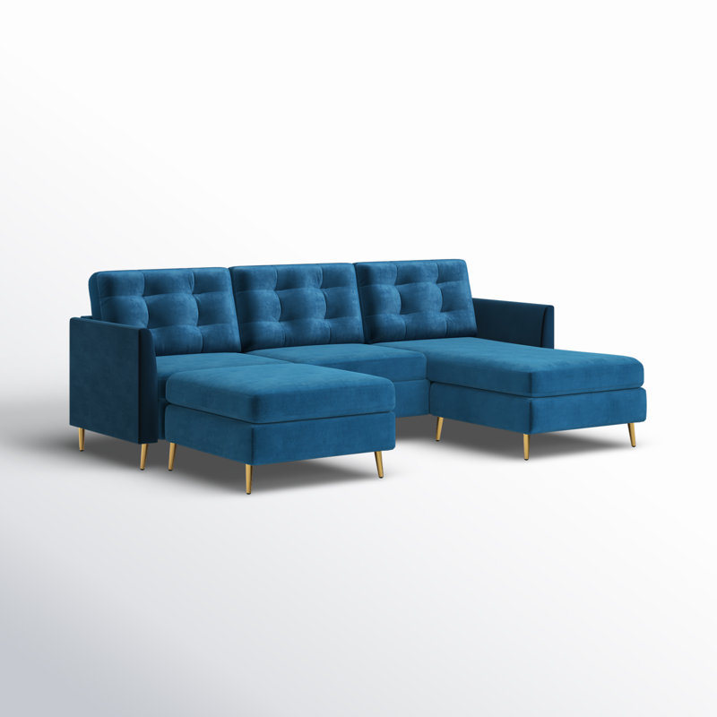 Canapé et méridienne réversible 109 po Castleman, Velours bleu marine