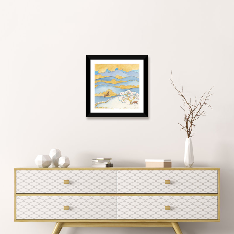 «Riverside VI» par Miranda Thomas - impression d'art graphique, Papier encadré noir, Blanc, H 16 po x l 16 po x p 1 po