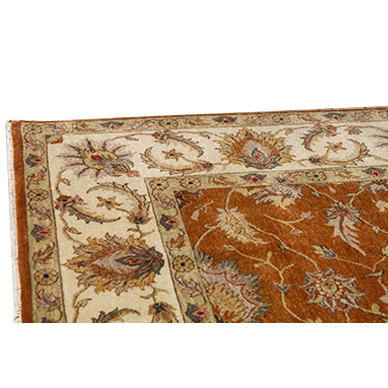 Wool Oriental Area Rug in Rust/Beige