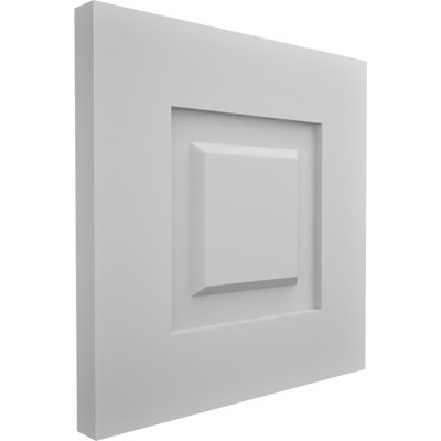 12"W x 12"H True Fit PVC Raised Panel Shutters Sample, Primed