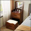 Bureau de coiffeuse 3 en 1 avec miroir rabattable, bureau en verre et 3 tiroirs pour une chambre à coucher moderne-1373868398