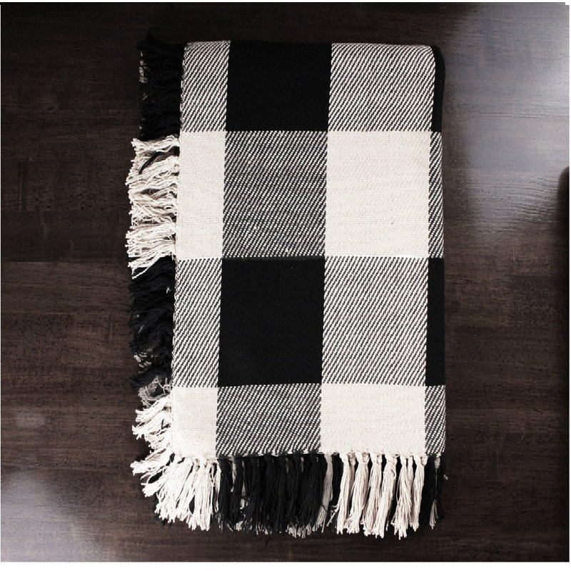 Jacquard Trenton afghan, Noir / babeurre