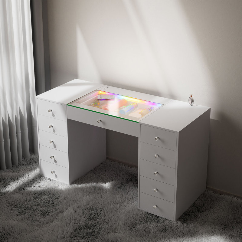 Meuble-lavabo 51,2 po avec bande lumineuse à DEL RVB