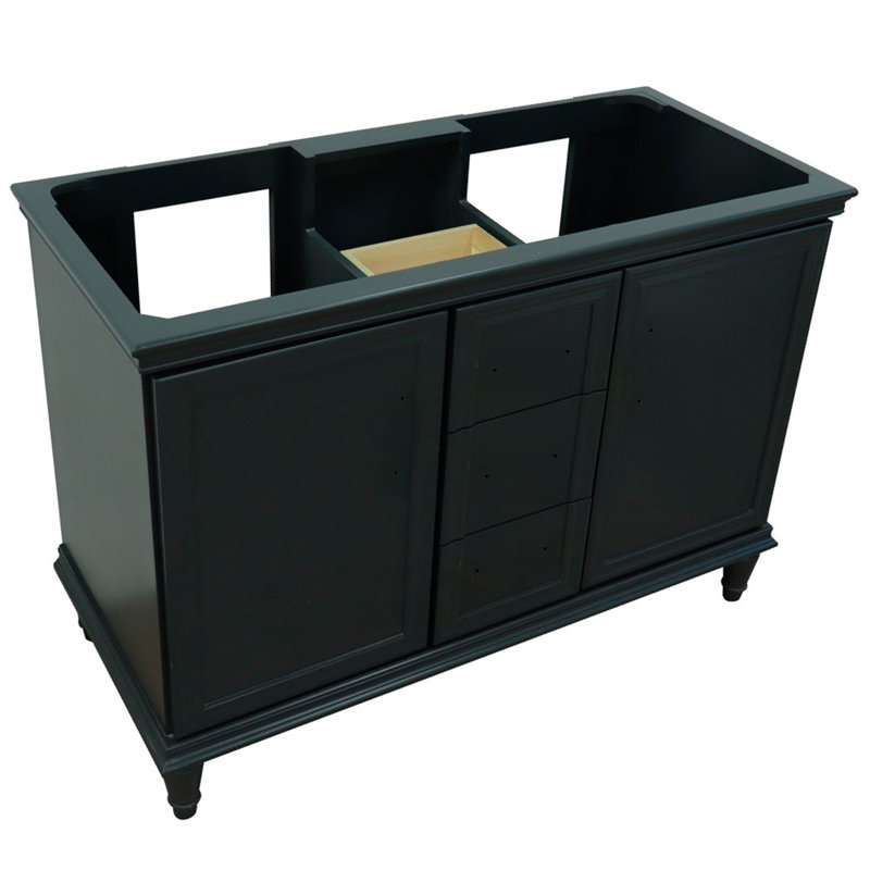 48 in. Double  Vanity in Dark Grey Finish- Cabinet Only- Black Handles