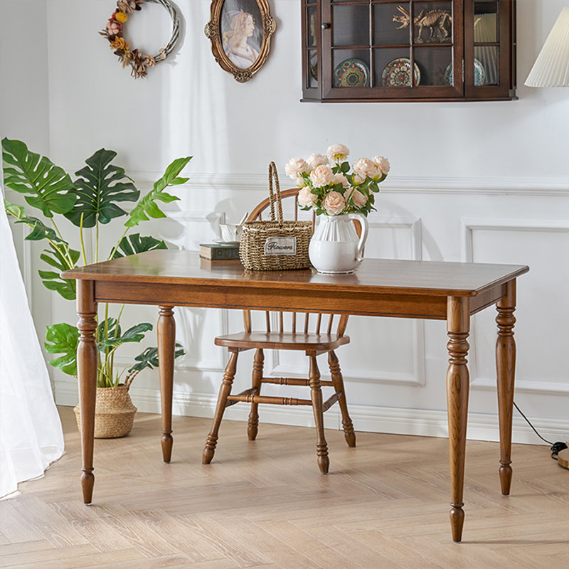 Rectangular Solid Wood Dining Table, Brown, 29.92" H x 59.06" L x 31.5" W