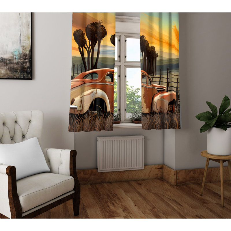 Bensky Semi Sheer Curtain Pair, 20" W x 52" L