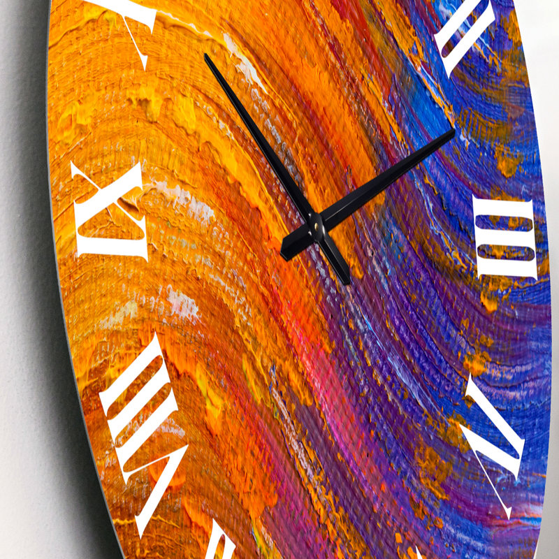 Vagues d'orange et bleu classique - horloge murale moderne, Petit