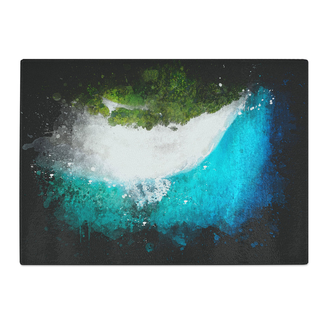 Tempered Glass Maldives Paradise Beach Chopping Board