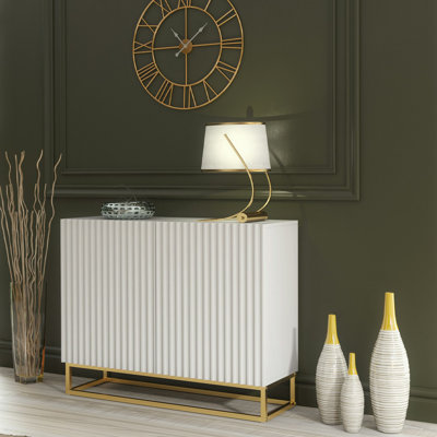 Modern Sideboard with Fluted Fronts & Gold Legs – 100cm Storage Cabinet