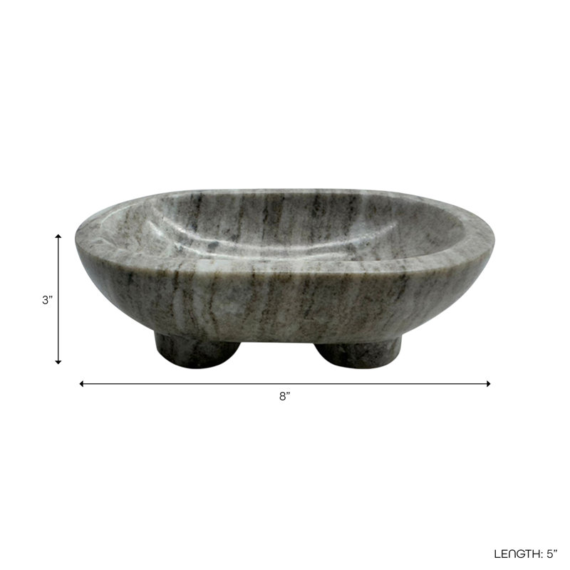 Coupe décorative moderne sur pied en marbre pour la cuisine - Élément de décoration contemporain et sophistiqué pour une table basse - 20 cm, beige et ivoire