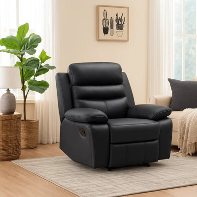 Fauteuil inclinable manuel Hanna, coussins en cuir fleur