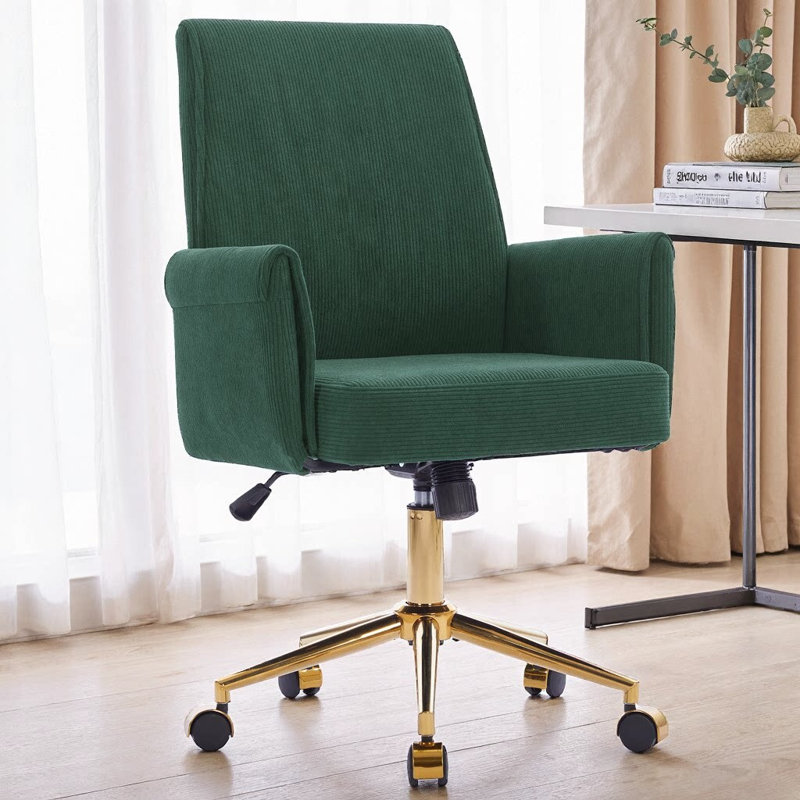 Chaise en velours côtelé - Base dorée et support en S pour votre quotidien, Vert
