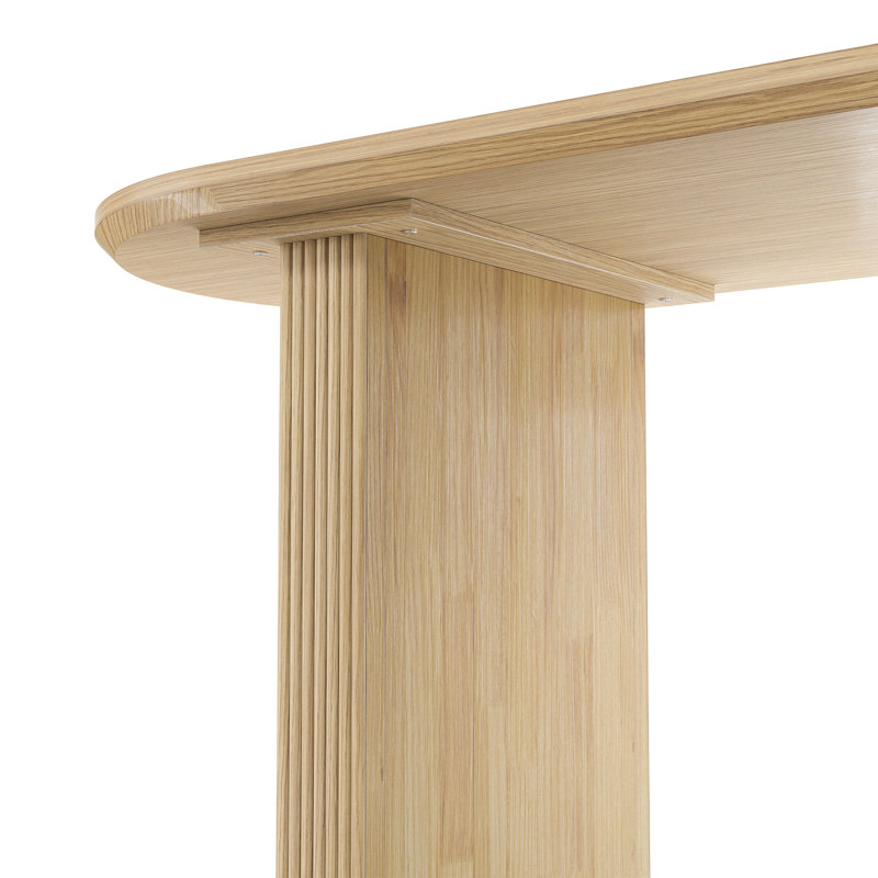 Table de salle à manger en chêne massif naturel de 70,8 po de largeur avec pieds cannelés