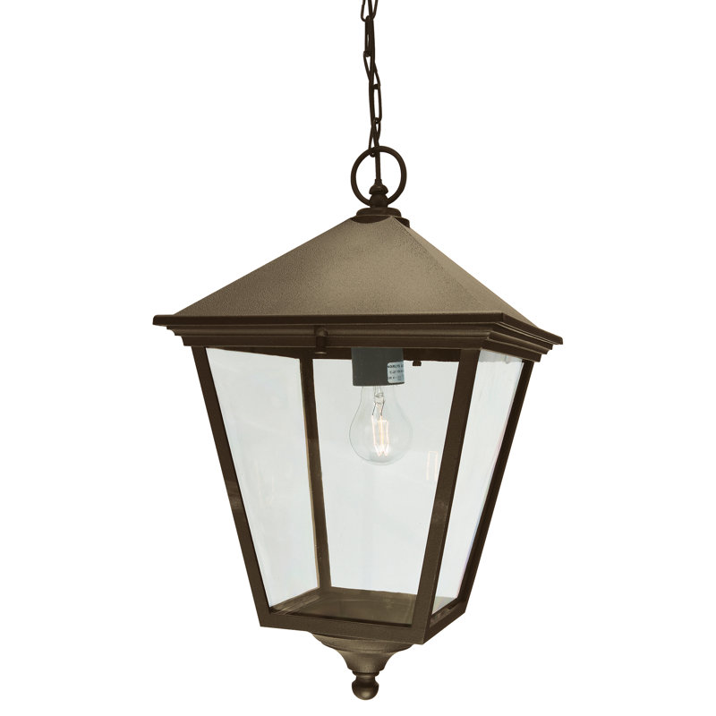 Beijing 1 -Bulb Outdoor Hanging Lantern, Black/Gold, Normal