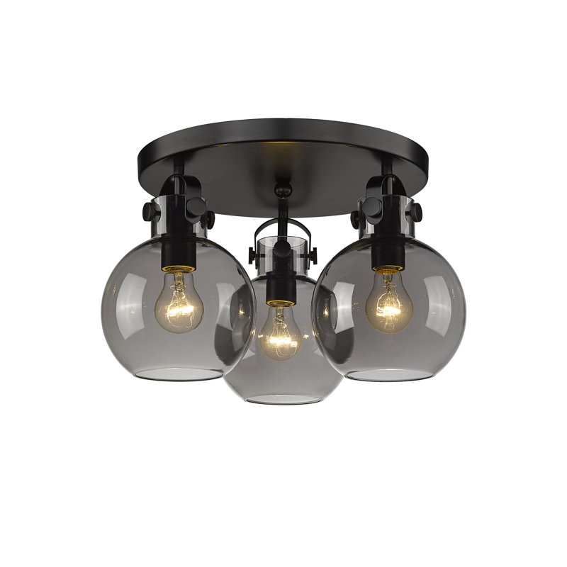 Plafonnier encastré 3 lumières Slocomb, Plaqué couleur fumée, Noir mat