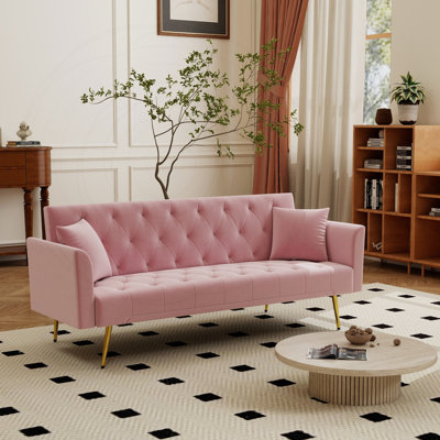 Convertible Velvet Sleeper Sofa with Adjustable Backrest