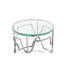 Table de bout ronde en verre avec rangement Pangea Home Benson Edward - Table d'appoint ronde moderne - Plateau en verre trempé avec base en acier argenté pour le salon ou la chambre à coucher - Table de bout / d'appoint en acier-1424012562