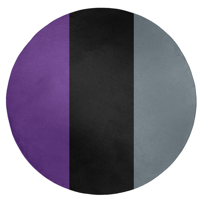 Tapis gris mauve/noir/ardoise rayée, Rond 5 pi