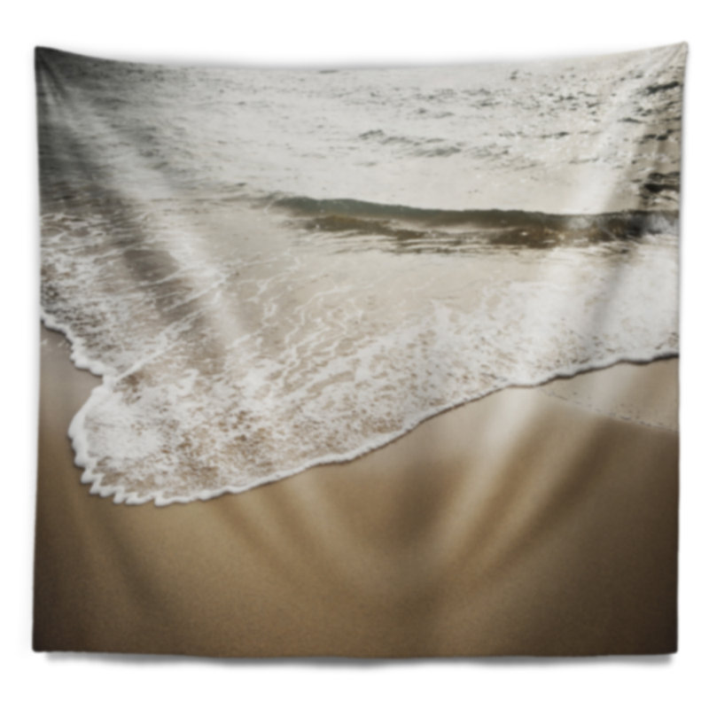 Bord de mer avec vagues blanches dans la tapisserie de la mer Méditerranée, H 32 po x l 39 po