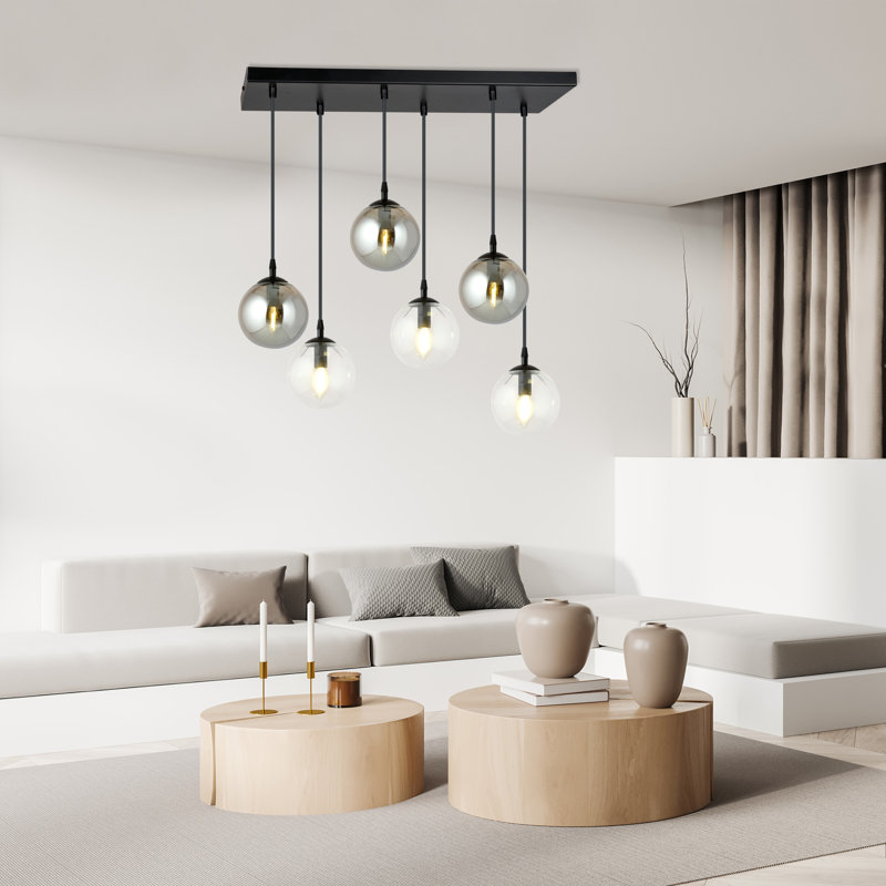 Cadesha 6 - Light Black Cluster Pendant, Graphite/Transparent